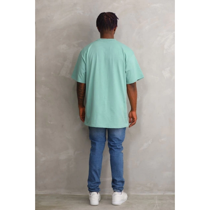 Baskılı Oversize T-Shirt - Mint Yeşili