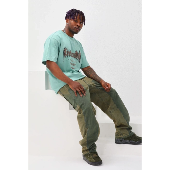 Baskılı Oversize T-Shirt - Mint Yeşili