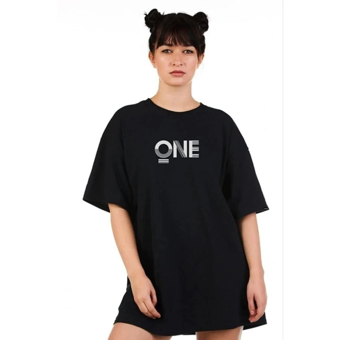 Baskılı Oversize T-Shirt - Siyah -