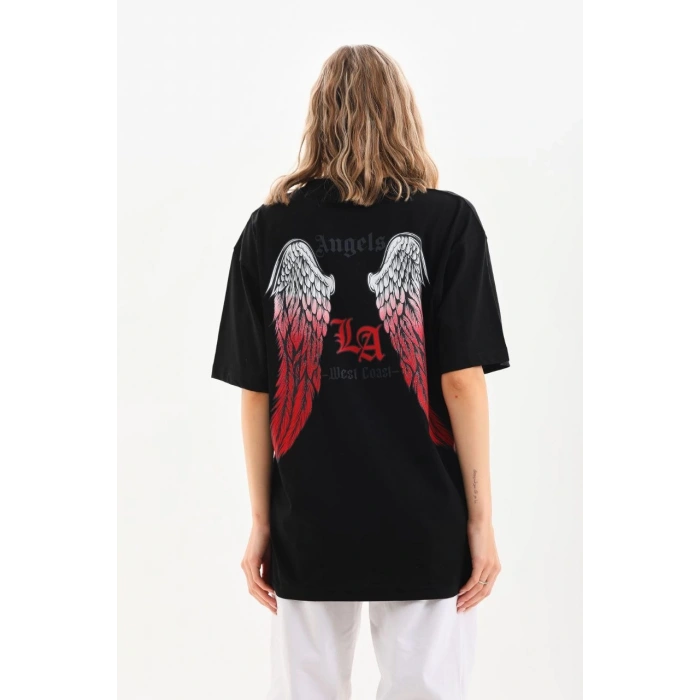 Baskılı Oversize T-Shirt - Siyah -