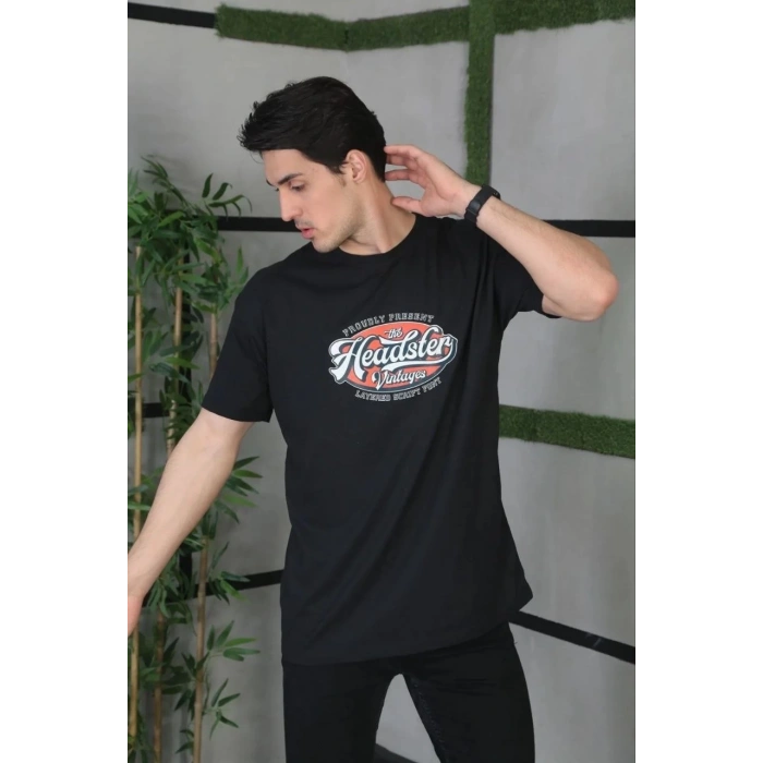 Baskılı Oversize T-Shirt - Siyah -