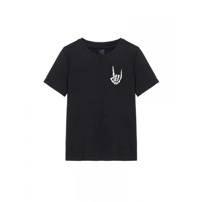 Baskılı Oversize T-shirt - Siyah -