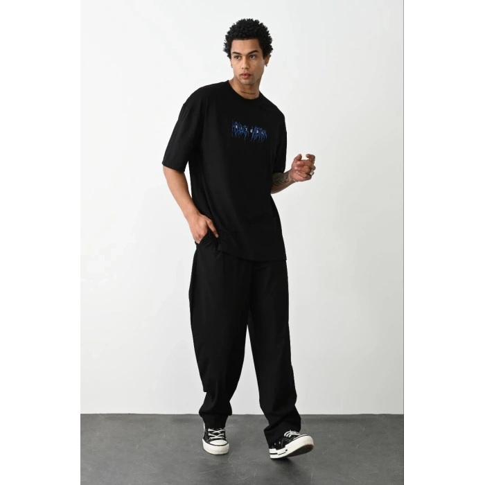 Baskılı Oversize T-Shirt - Siyah -