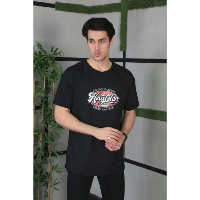 Baskılı Oversize T-Shirt - Siyah -