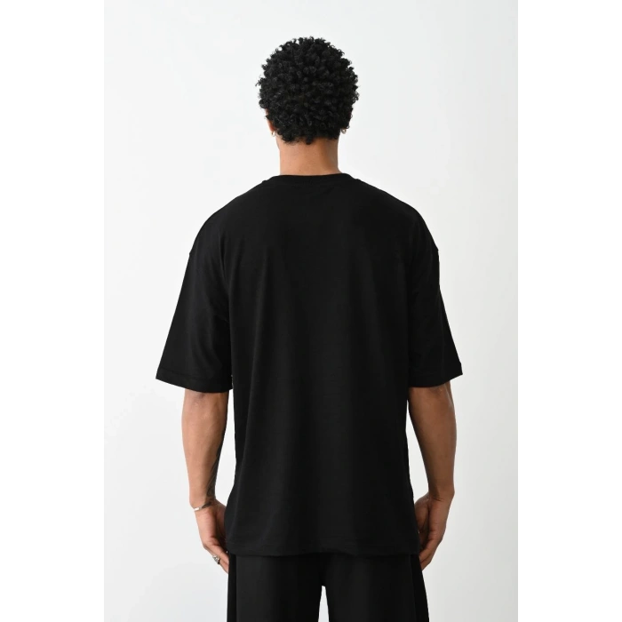 Baskılı Oversize T-Shirt - Siyah -