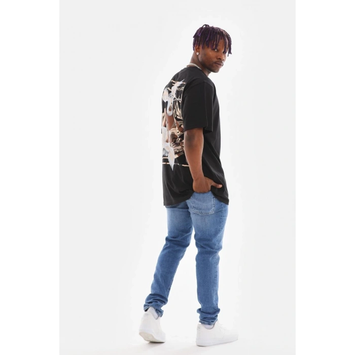 Baskılı Oversize T-Shirt - Siyah -