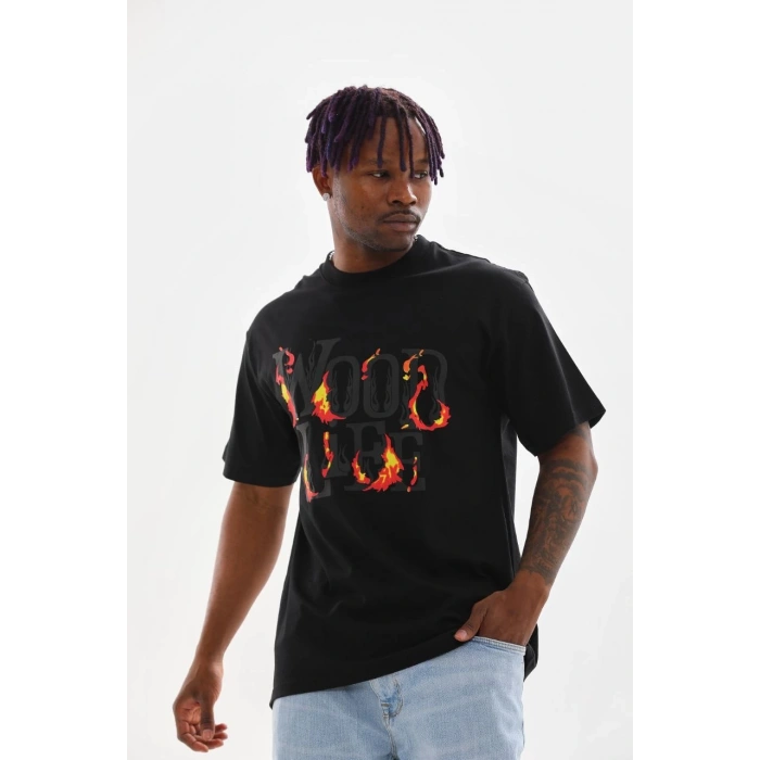Baskılı Oversize T-Shirt - Siyah -