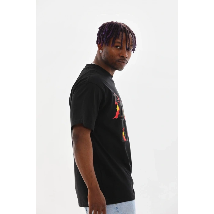 Baskılı Oversize T-Shirt - Siyah -