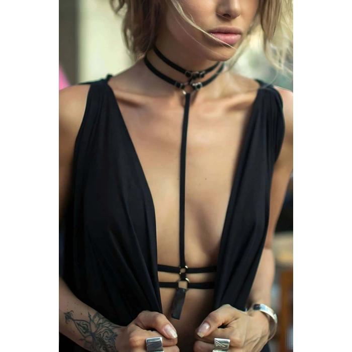 Bel Boyun Detaylı Seksi Harness - 373