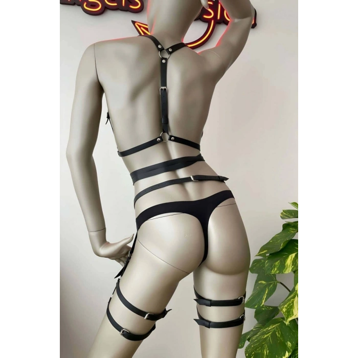 Bele Dolanan Şık Deri Harness Takım - 274