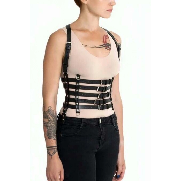 Beşli Bağlamalı Deri Göğüs Harness - 630