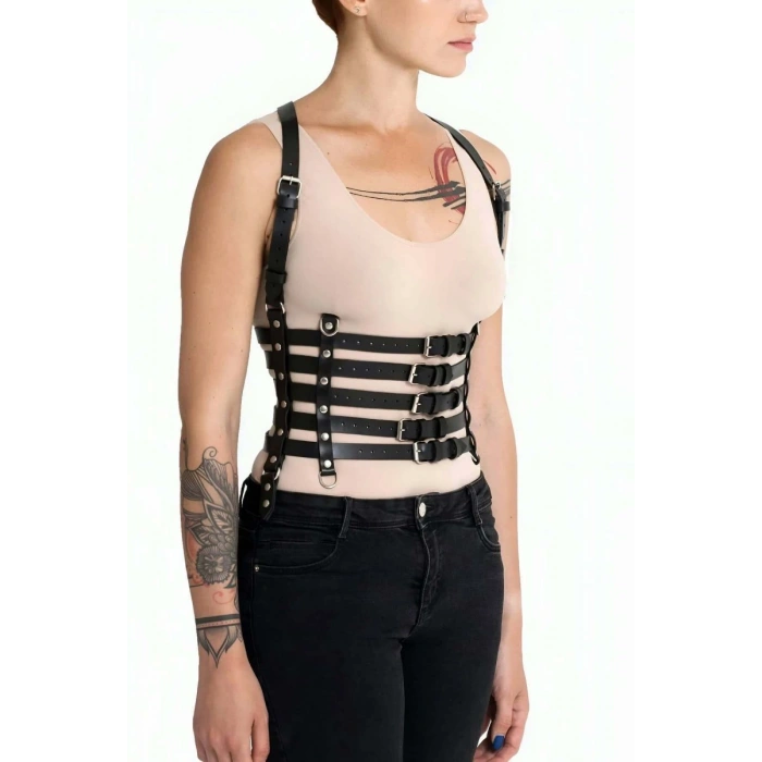 Beşli Bağlamalı Deri Göğüs Harness - 630