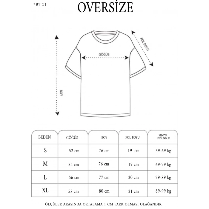 Bisiklet Yaka Baskılı Oversize T-Shirt - Beyaz