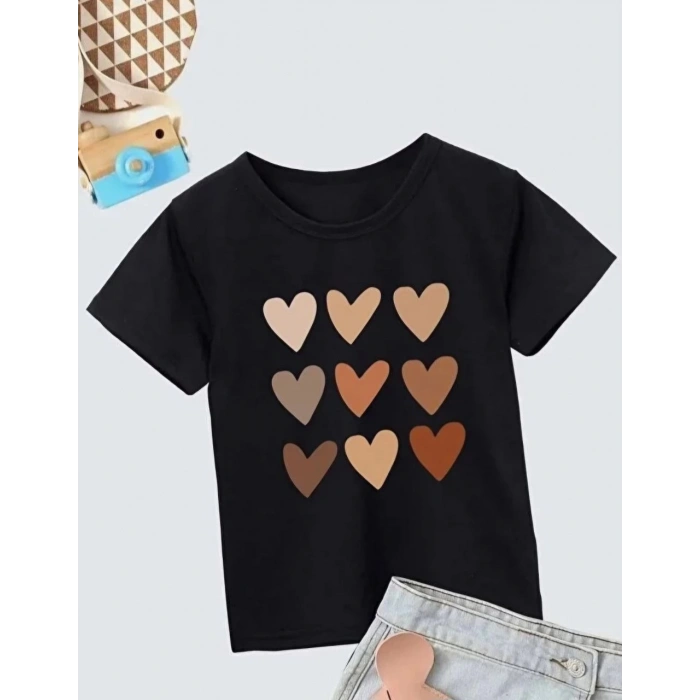 Bisiklet Yaka Baskılı T-Shirt - Siyah -