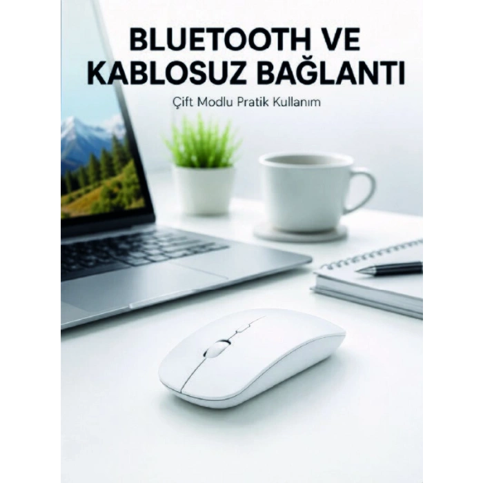 Bluetooth Kablosuz Wireless Mouse Şarjlı Sessiz Ergonomik 5000 DPI Fare