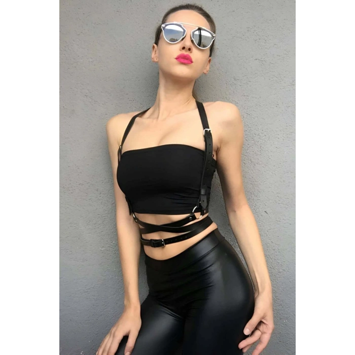 Body Üzeri Sexy Deri Harness - 198