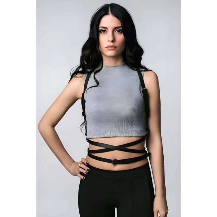 Body Üzeri Sexy Deri Harness - 198