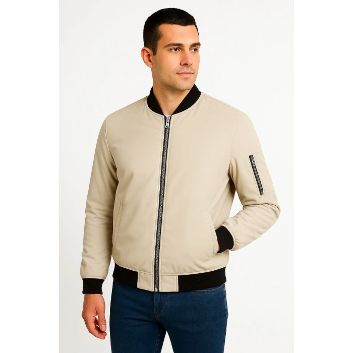 Bomber Mont Ceket - Bej -