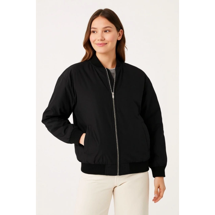 Bomber Mont Ceket Siyah -