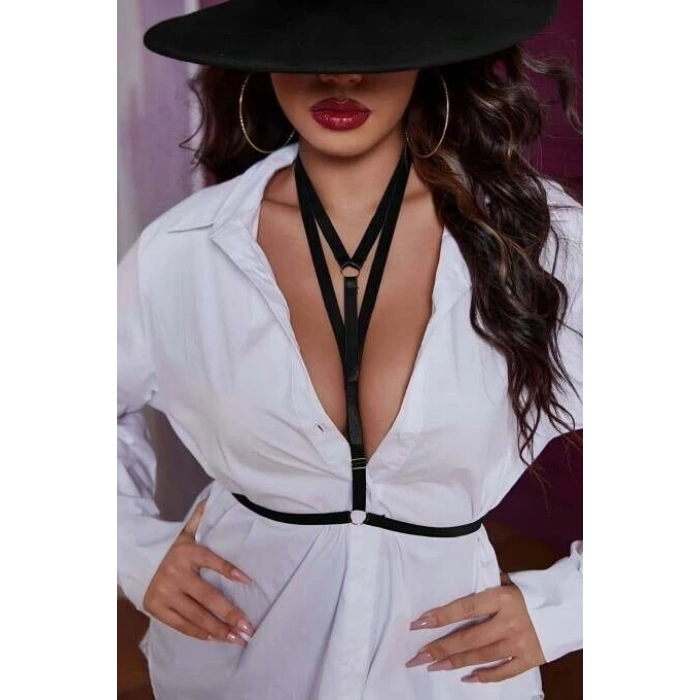 Boyun Ve Göğüs Detaylı Lastik Harness - 943