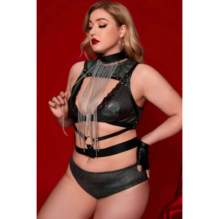 Boyundan Zicirli Asıklı Göğüs Harness - 947