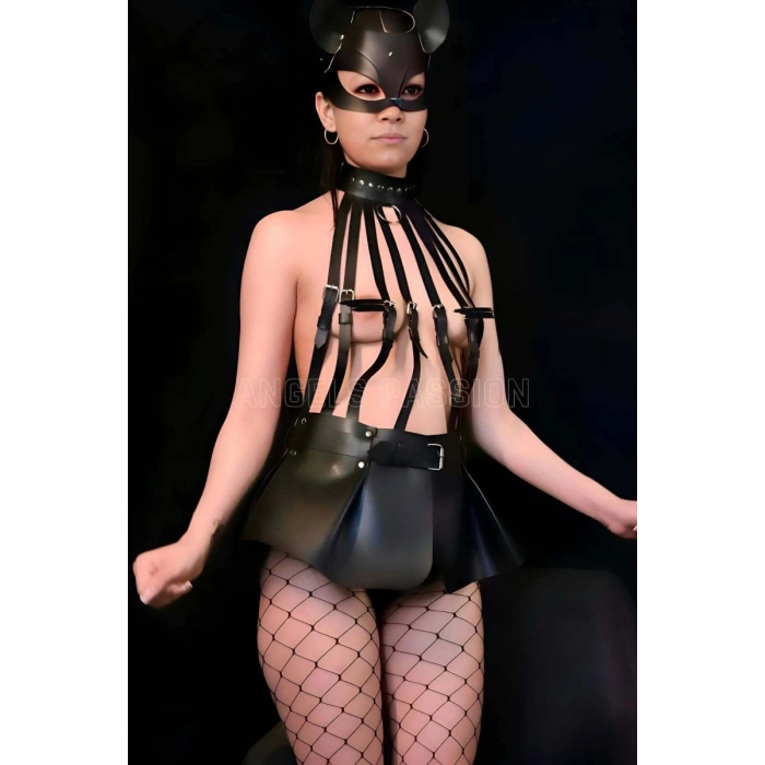 Büstiyer Ve Choker Görünümlü Şık Etek Harness - 998