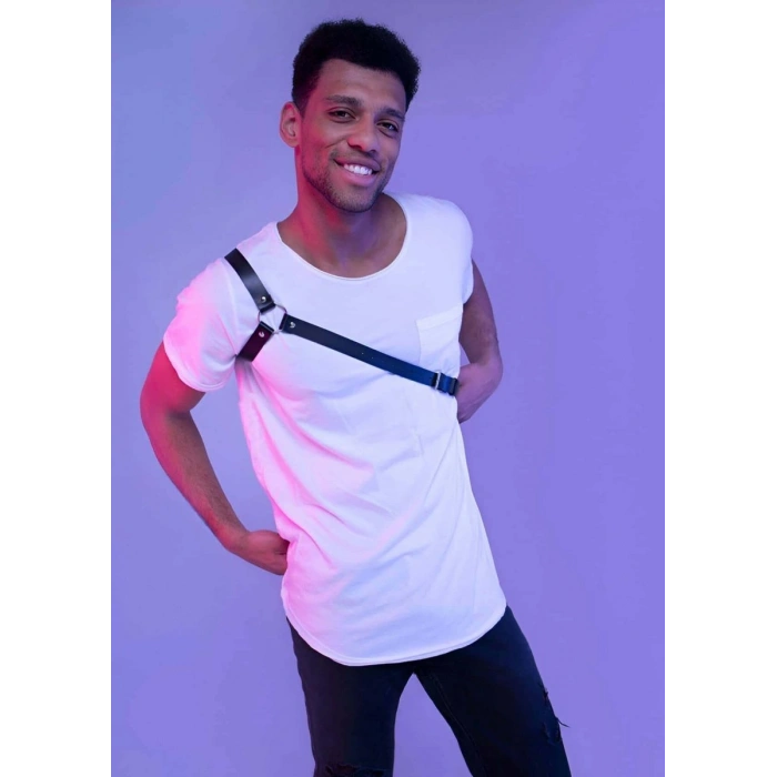 Çapraz Kol Detaylı Erkek  Deri Harness - m3