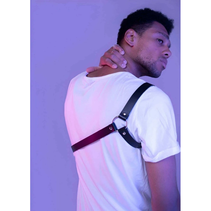 Çapraz Kol Detaylı Erkek  Deri Harness - m3