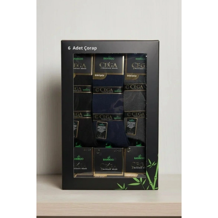 Çega Bambu Erkek Soket Çorap Asorti Renk 6 Adet