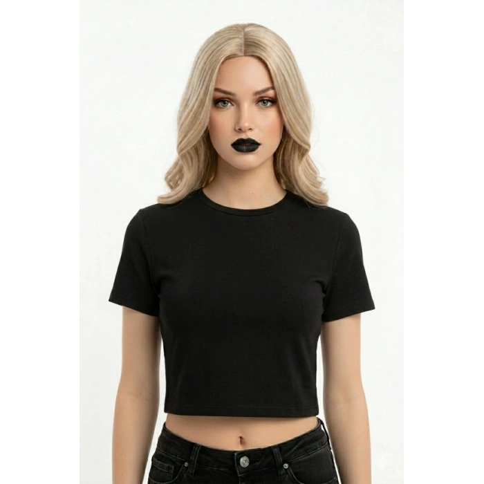 Crop Kısakollu Body Siyah Renk