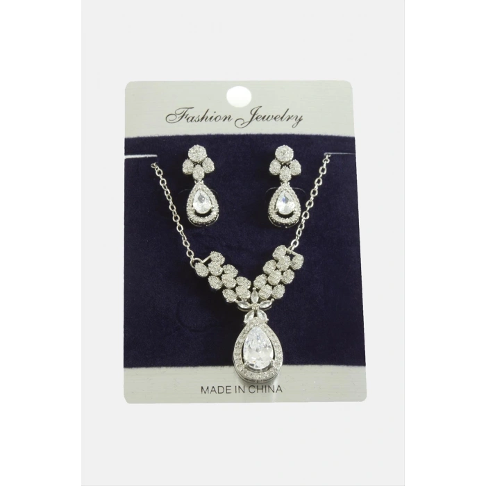 Damla Zirkon Taşlı Set Kolye