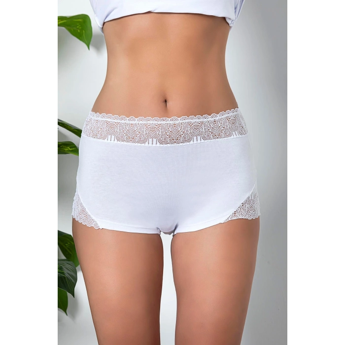 DANTEL DETAYLI BOXER BEYAZ (MGP21783)