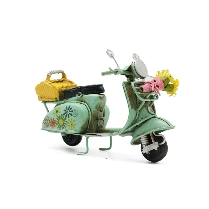 Dekoratif Metal Scooter Önü Sepetli