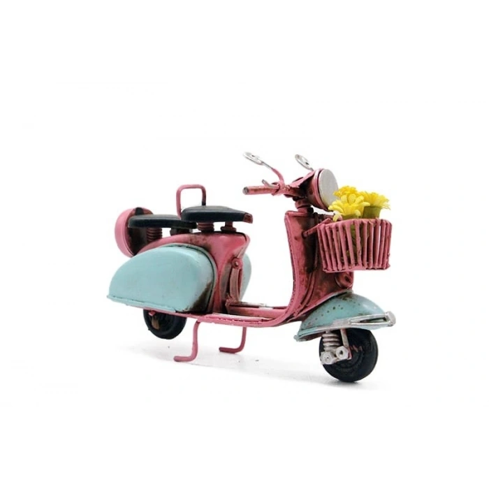 Dekoratif Metal Scooter Önü Sepetli