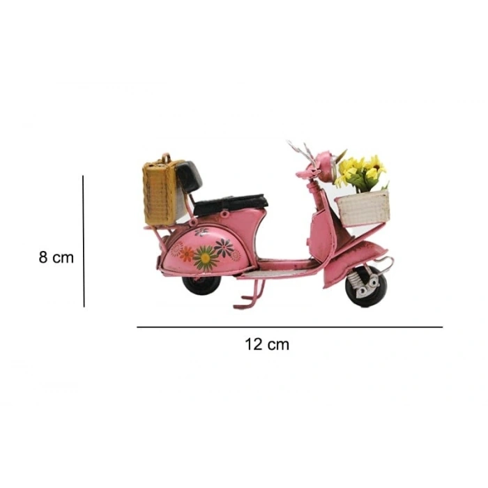Dekoratif Metal Scooter Önü Sepetli