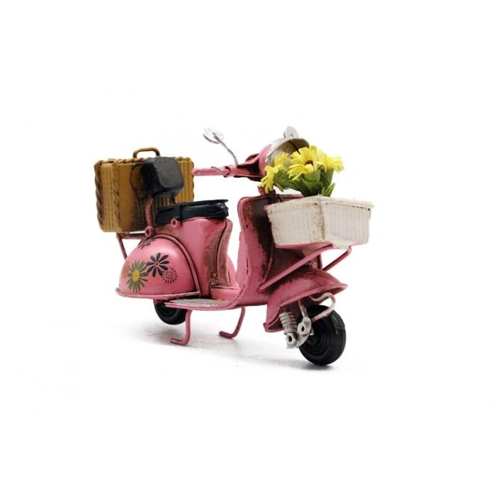 Dekoratif Metal Scooter Önü Sepetli