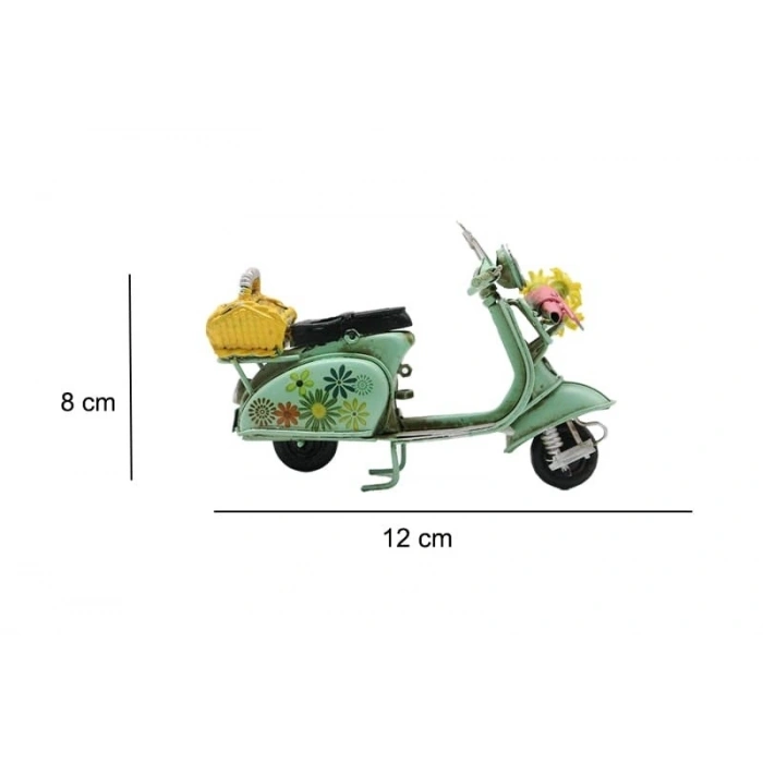Dekoratif Metal Scooter Önü Sepetli