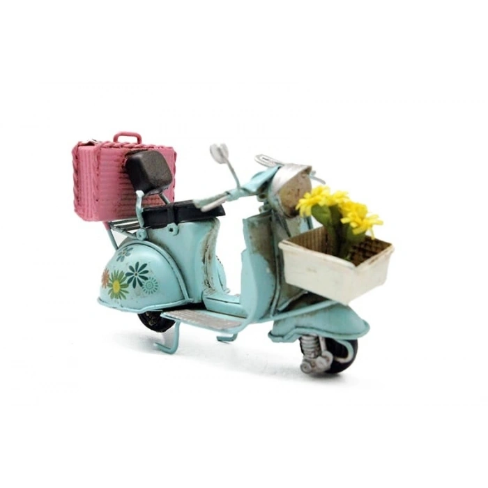 Dekoratif Metal Scooter Önü Sepetli