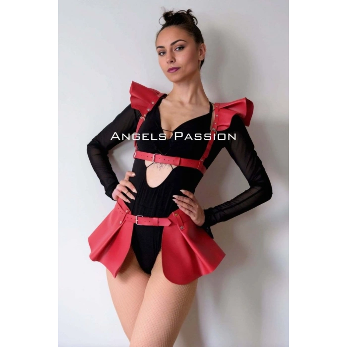 Deri Elbise Harness, Mini Deri Etek, Deri Elbise Etek Harness - 1001