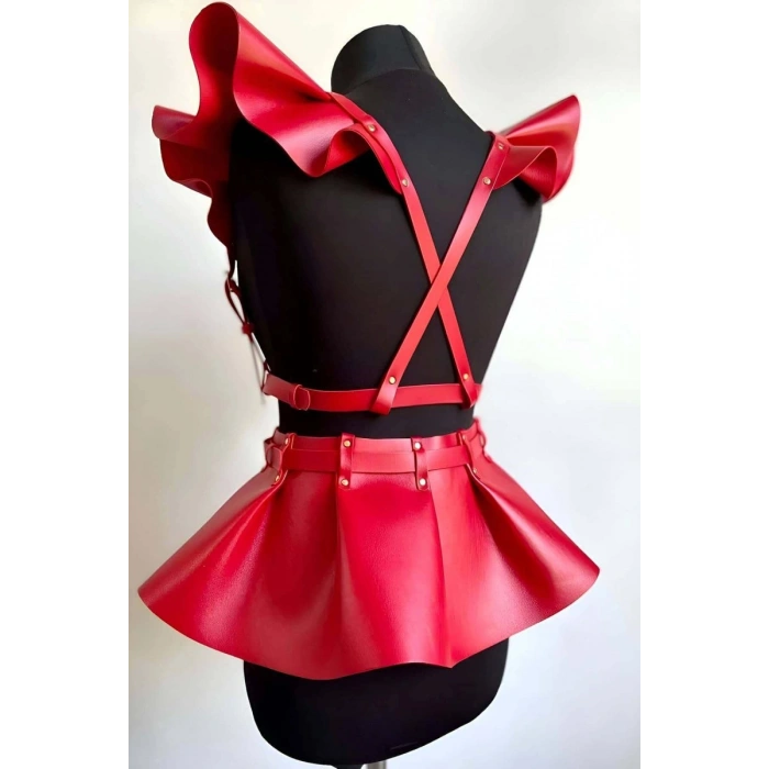 Deri Elbise Harness, Mini Deri Etek, Deri Elbise Etek Harness - 1001