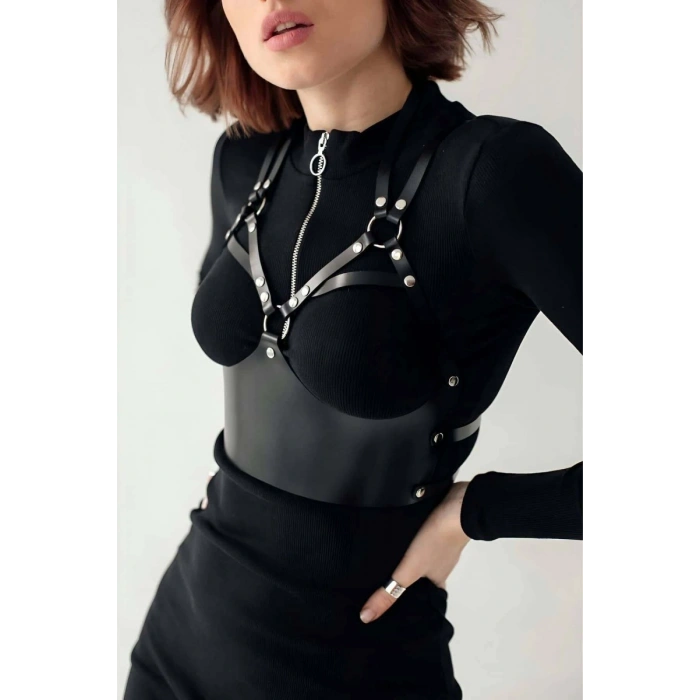 Deri Harness Büstiyer, Şık Deri Korse - 872
