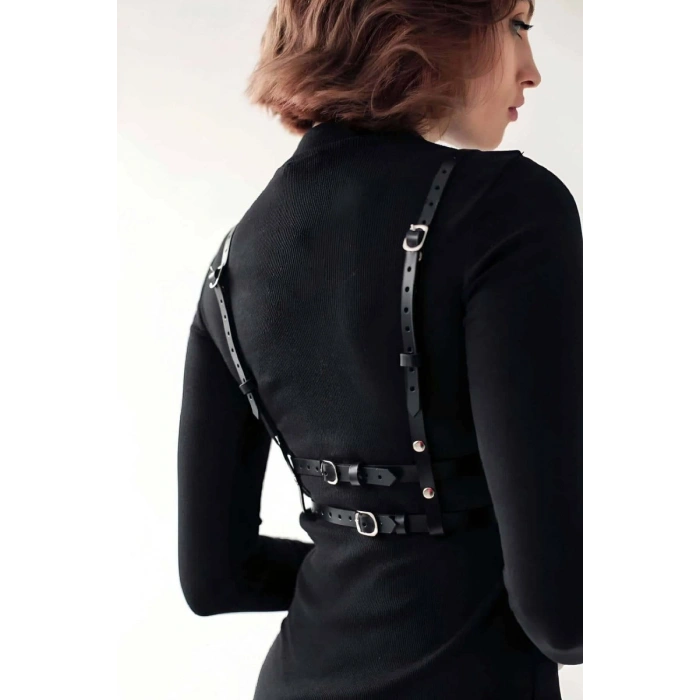 Deri Harness Büstiyer, Şık Deri Korse - 872