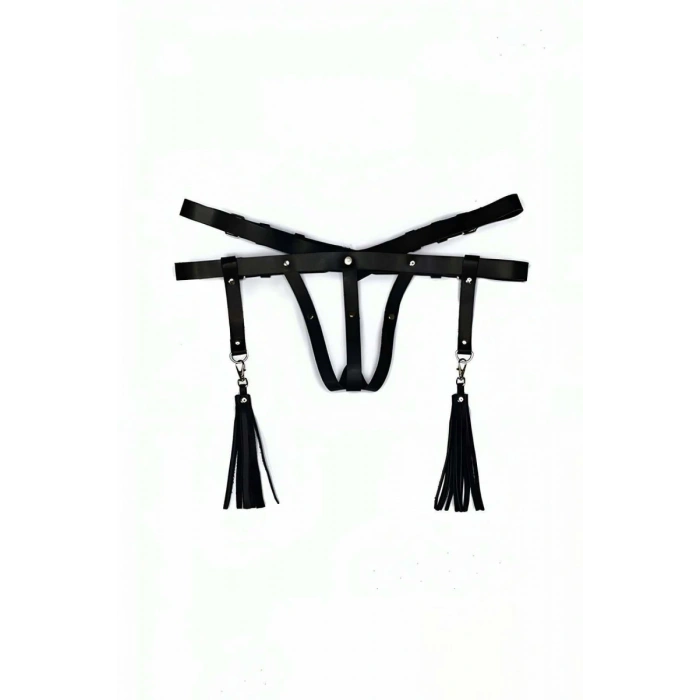 Deri İç Giyim Püsküllü Tanga Harness - 439