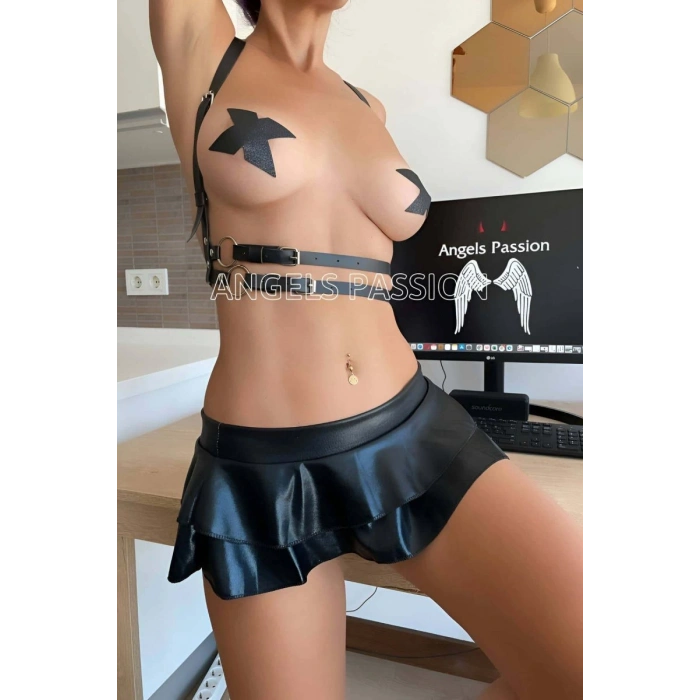 Deri Üst Harness, Seksi Deri Yelek - 210