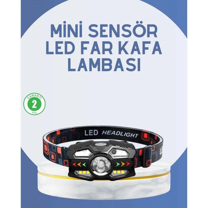 El Sensörlü LED Far Suya Dayanıklı Şarjlı Kafa Lambası