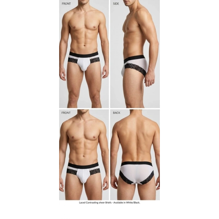Erkek Beyaz Tül Dantelli Slip İç Giyim