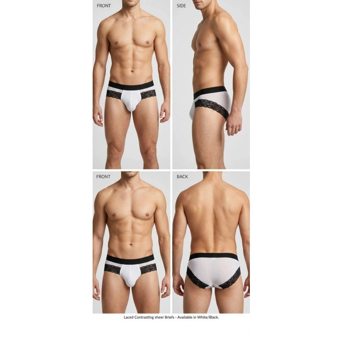 Erkek Beyaz Tül Dantelli Slip İç Giyim