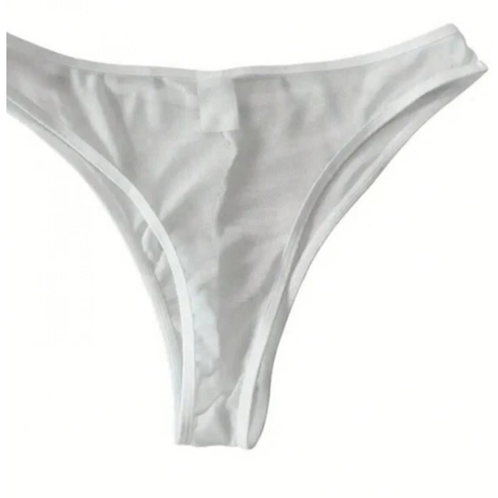 Erkek  Biyeli Beyaz Transparan Brazillian Slip