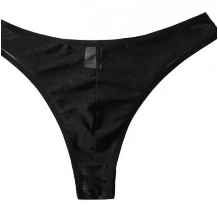 Erkek  Biyeli Siyah Transparan Brazillian Slip