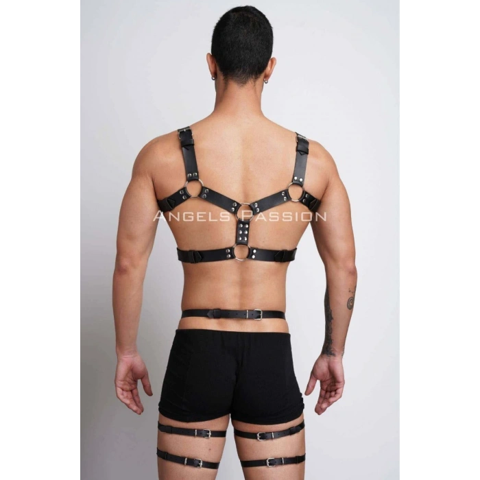 Erkek  Deri Göğüs Harness Ve Bacak Harness Takım - m195